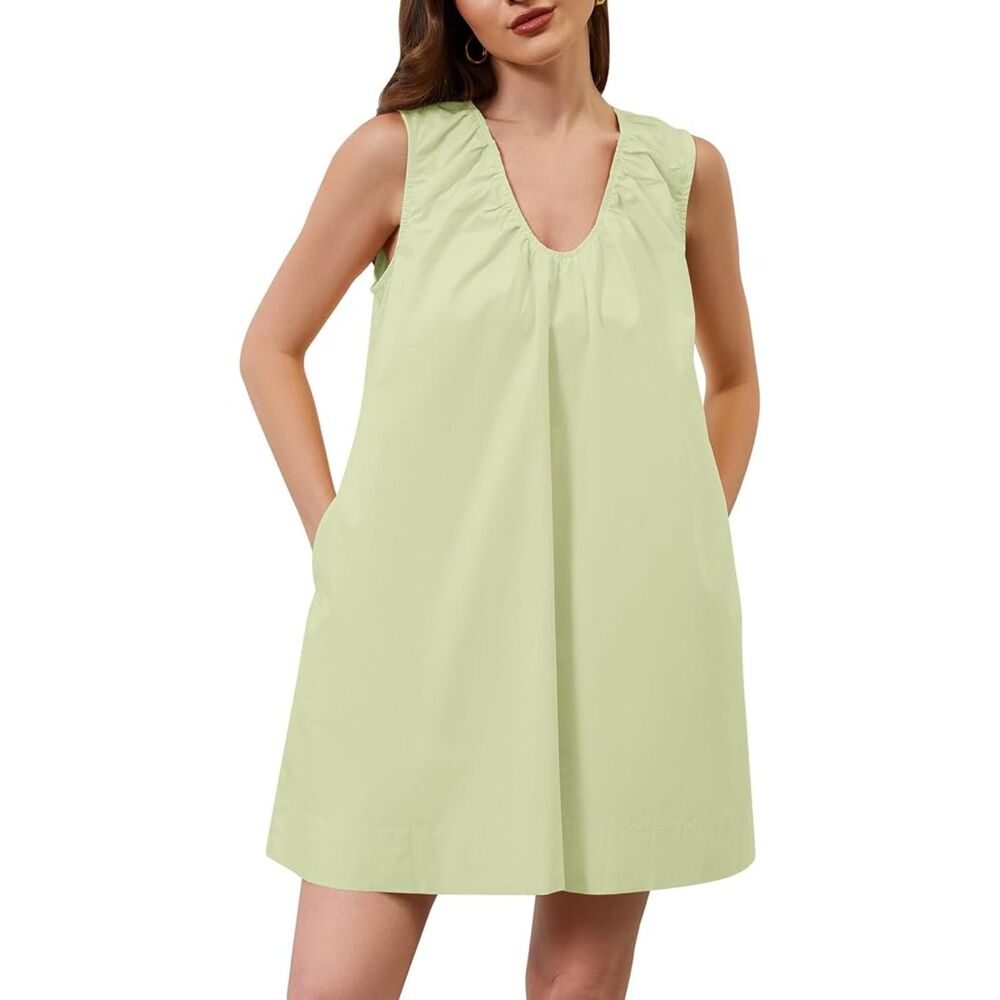 Scoop Neck Babydoll Cute Mini Dress, Small, 4I-203D001